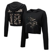 Justin Jefferson Minnesota Vikings Majestic Threads Women's Leopard Player Name & Number Long Sleeve Cropped Hoodie - Black sale