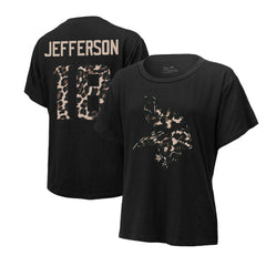Justin Jefferson Minnesota Vikings Majestic Threads Women's Leopard Player Name & Number T-Shirt - Black cheap