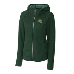 Green Bay Packers Cutter & Buck Women's Helmet Logo Mainsail Sweater-Knit Full-Zip Hoodie - Green on sale