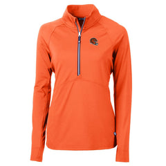 Cincinnati Bengals Cutter & Buck Women's Helmet Logo Adapt Eco Knit Stretch Recycled Half-Zip Pullover Top - Orange for sale