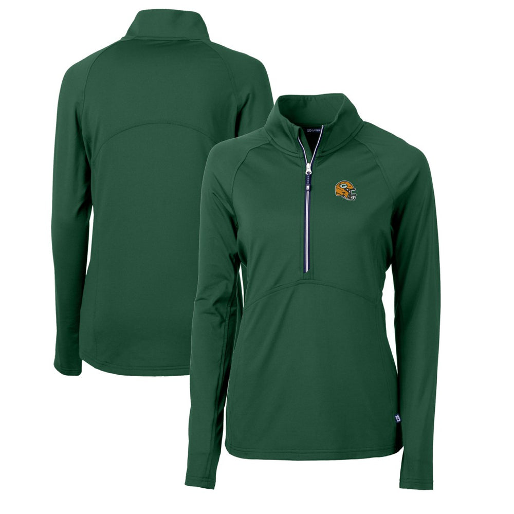 Green Bay Packers Cutter & Buck Women's Helmet Logo Adapt Eco Knit Stretch Recycled Half-Zip Pullover Top - Green on sale