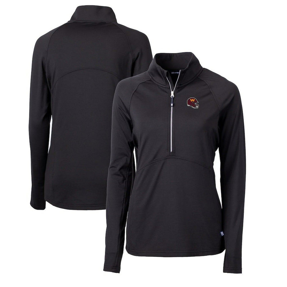 Washington Commanders Cutter & Buck Women's Helmet Logo Adapt Eco Knit Stretch Recycled Half-Zip Pullover Top - Black cheap