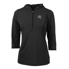 Carolina Panthers Cutter & Buck Women's Helmet Logo DryTec Virtue Eco Pique Recycled 3/4-Sleeve Half-Zip Pullover Hoodie - Black sale