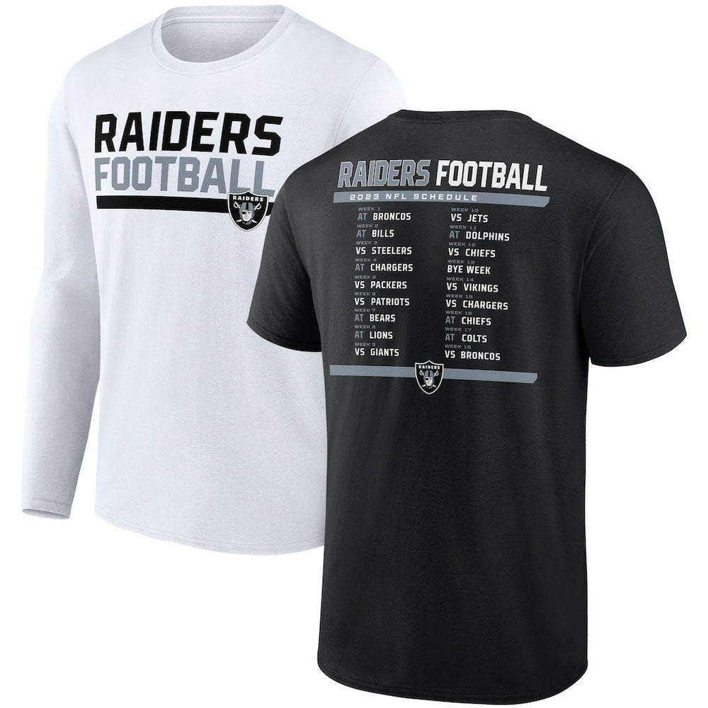 Las Vegas Raiders Two-Pack 2023 Schedule T-Shirt Combo Set - Black/White discount