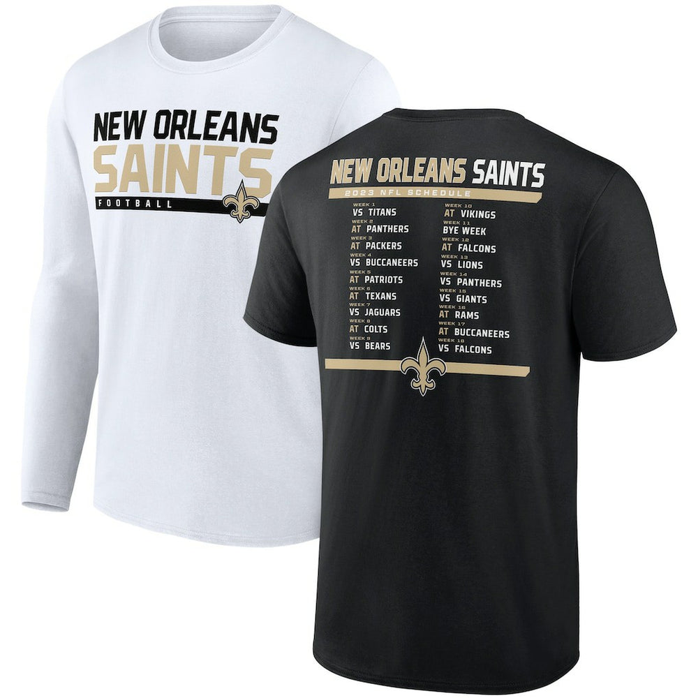 New Orleans Saints Two-Pack 2023 Schedule T-Shirt Combo Set - Black/White on sale