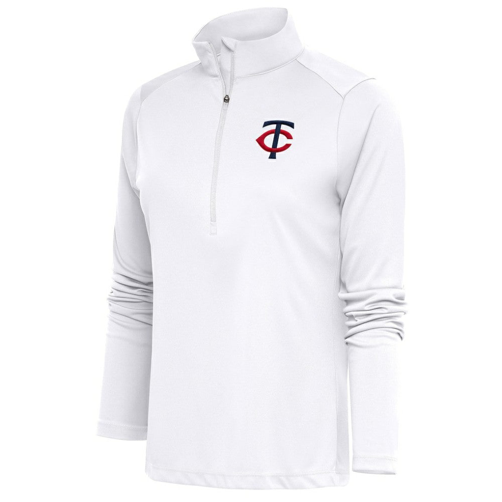 Minnesota Twins Antigua Women's Tribute Half-Zip Pullover Top White