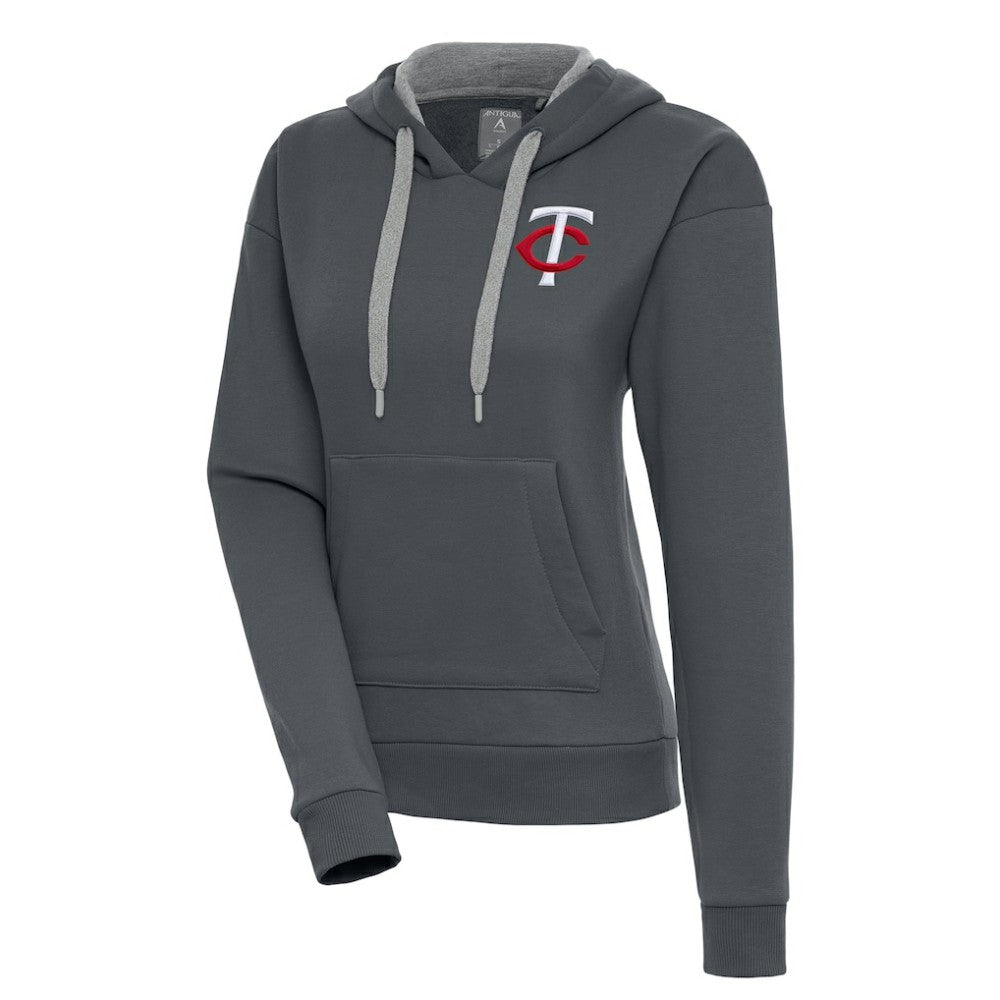 Minnesota Twins Antigua Women's Victory Pullover Hoodie Charcoal