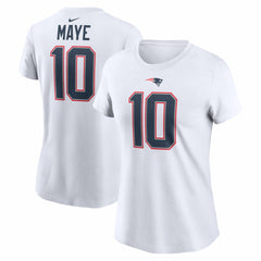 Drake Maye New England Patriots Women's Player Name & Number T-Shirt - White discount