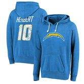 Justin Herbert Los Angeles Chargers Majestic Threads Name & Number Tri-Blend Pullover Hoodie - Powder Blue online
