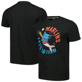 Miami Marlins Homage Doodle Collection Let's Go Fish Tri-Blend T-Shirt Black