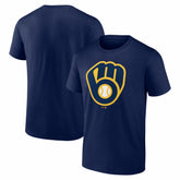 Milwaukee Brewers Logo Athletic Official Logo T-Shirt Navy