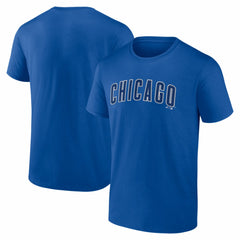Chicago Cubs Logo Athletic Wordmark T-Shirt Royal