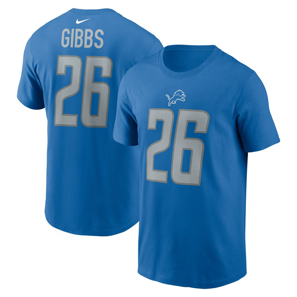Jahmyr Gibbs Detroit Lions 2023 NFL Draft First Round Pick Player Name & Number T-Shirt - Blue on sale