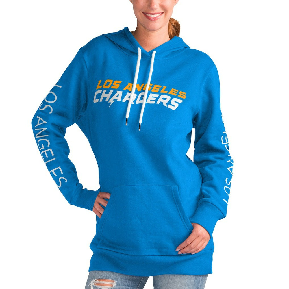 Los Angeles Chargers G-III 4Her by Carl Banks Women's Extra Inning Pullover Hoodie - Powder Blue sale