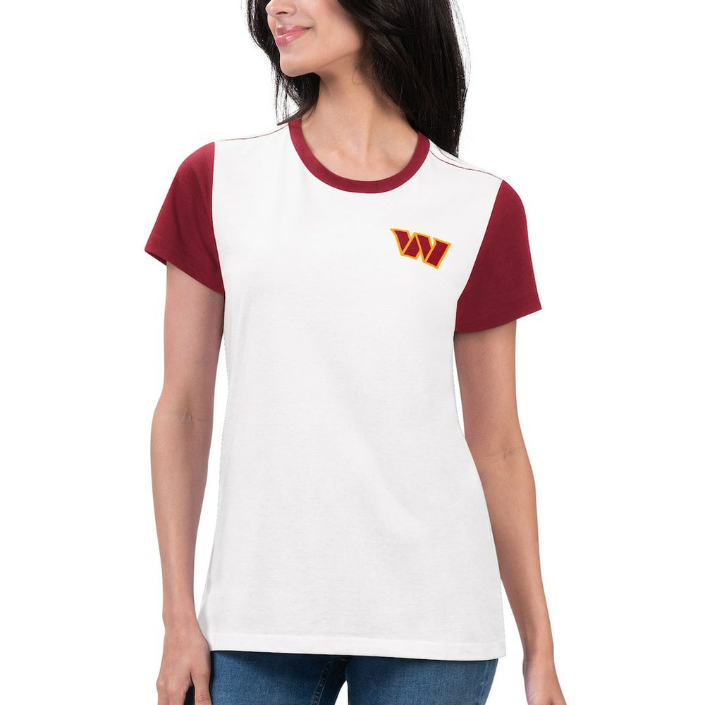 Washington Commanders G-III 4Her by Carl Banks Women's Fashion Illustration T-Shirt - White/Burgundy cheap