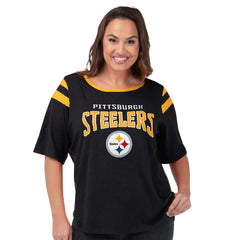 Pittsburgh Steelers G-III 4Her by Carl Banks Women's Plus Size Linebacker T-Shirt - Black discount