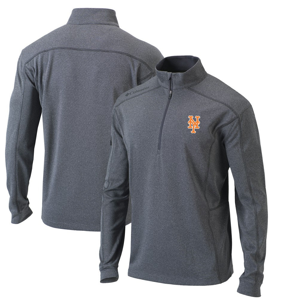 New York Mets Omni-Wick Shotgun Quarter-Zip Pullover Top Heather Gray