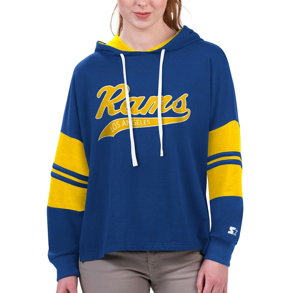 Los Angeles Rams Starter Women's Bump And Run Long Sleeve Hoodie T-Shirt - Royal for sale