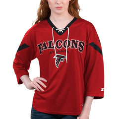 Atlanta Falcons Starter Women's Rally Lace-Up 3/4 Sleeve T-Shirt - Red on sale