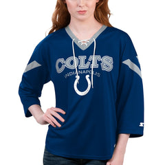 Indianapolis Colts Starter Women's Rally Lace-Up 3/4 Sleeve T-Shirt - Royal cheap