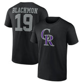 Charlie Blackmon Colorado Rockies Player Icon Name & Number T-Shirt Black