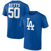 Mookie Betts Los Angeles Dodgers Player Icon Name & Number T-Shirt Royal