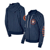 Houston Astros Women's Pinstripe Tri-Blend Full-Zip Hoodie Jacket Navy