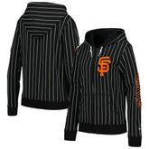 San Francisco Giants Women's Pinstripe Tri-Blend Full-Zip Jacket Black
