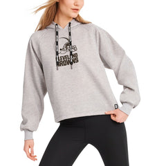 Cleveland Browns DKNY Sport Women's Debbie Dolman Raglan Pullover Hoodie - Heather Gray sale