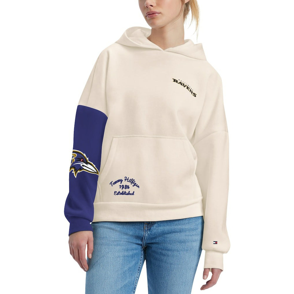 Baltimore Ravens Tommy Hilfiger Women's Harriet Pullover Hoodie - Cream/Purple discount