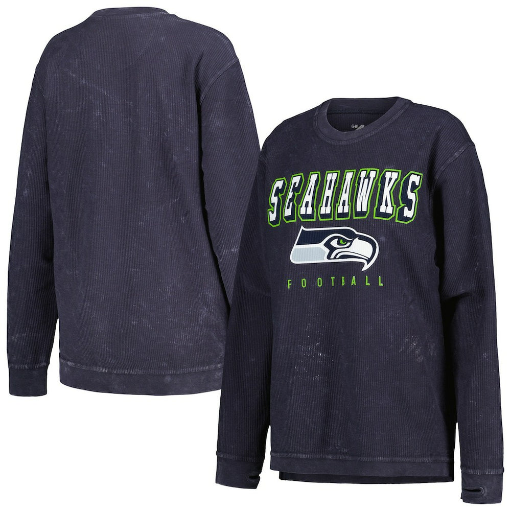 Seattle Seahawks G-III 4Her by Carl Banks Women's Comfy Cord Pullover Sweatshirt - College Navy for sale