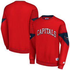 Washington Capitals Starter Faceoff Pullover Sweatshirt - Red Sweatshirts