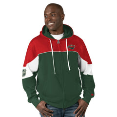 Minnesota Wild Starter Power Forward Full-Zip Hoodie - Green/Red Hoodies