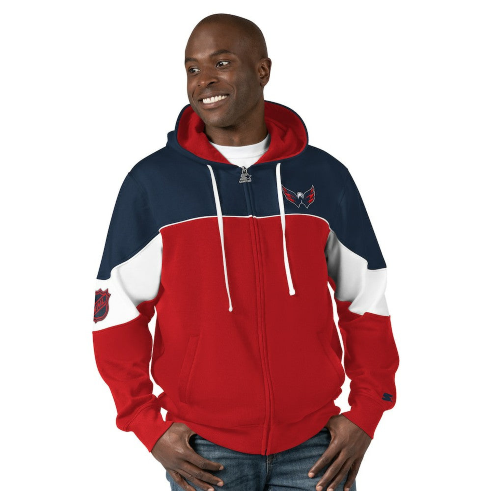 Washington Capitals Starter Power Forward Full-Zip Hoodie - Red/Navy Hoodies