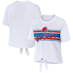 Colorado Avalanche WEAR by Erin Andrews Women's Front Knot T-Shirt - White T-shirts