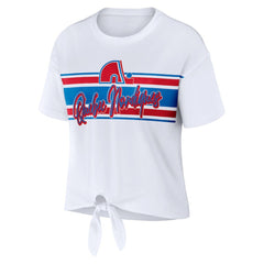Colorado Avalanche WEAR by Erin Andrews Women's Front Knot T-Shirt - White T-shirts