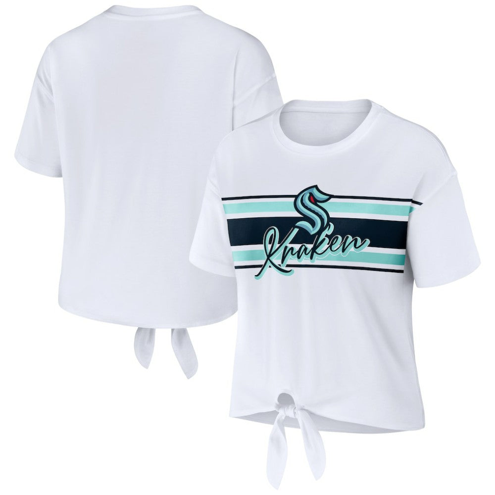 Seattle Kraken WEAR by Erin Andrews Women's Front Knot T-Shirt - White T-shirts
