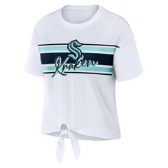Seattle Kraken WEAR by Erin Andrews Women's Front Knot T-Shirt - White T-shirts