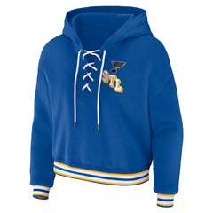 St. Louis Blues WEAR by Erin Andrews Women's Lace-Up Pullover Hoodie - Blue Hoodies