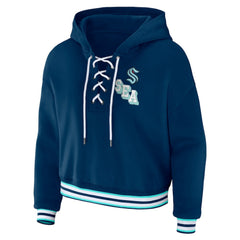Seattle Kraken WEAR by Erin Andrews Women's Lace-Up Pullover Hoodie - Blue Hoodies