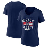 Boston Red Sox Women's Americana Team V-Neck T-Shirt Navy