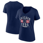 Chicago Cubs Women's Americana Team V-Neck T-Shirt Navy