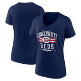 Cincinnati Reds Women's Americana Team V-Neck T-Shirt Navy