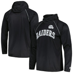 Las Vegas Raiders Starter Gridiron Classics Throwback Raglan Long Sleeve Hooded T-Shirt - Black discount