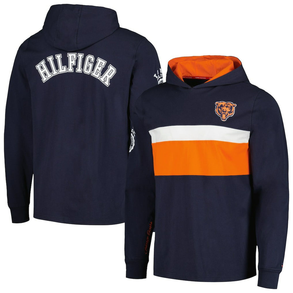 Chicago Bears Tommy Hilfiger Morgan Long Sleeve Hoodie T-Shirt - Navy on sale