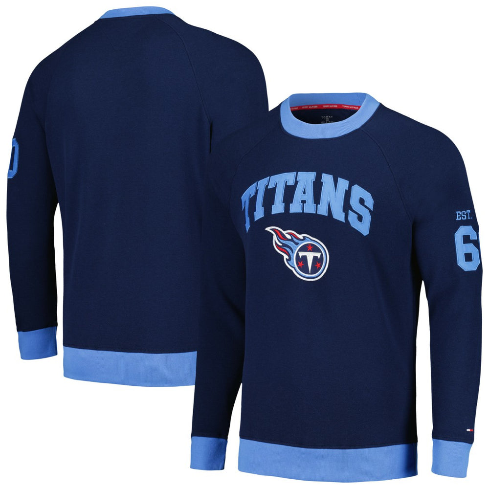 Tennessee Titans Tommy Hilfiger Reese Raglan Tri-Blend Pullover Sweatshirt - Navy on sale