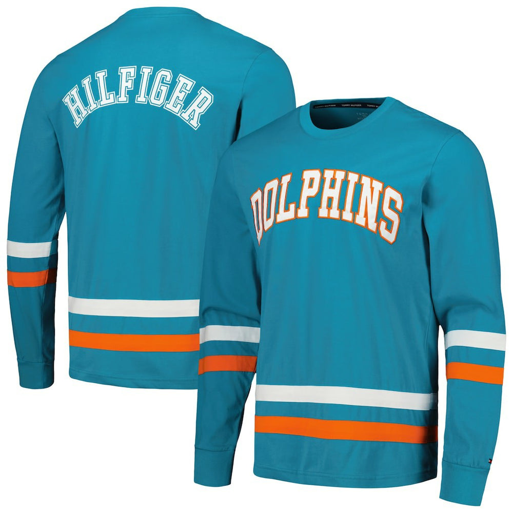 Miami Dolphins Tommy Hilfiger Nolan Long Sleeve T-Shirt - Aqua/Orange discount