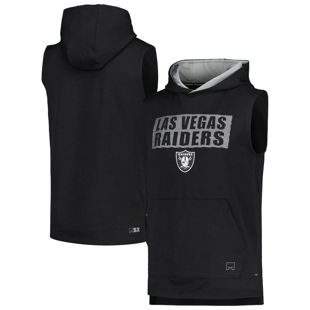 Las Vegas Raiders MSX by Michael Strahan Marathon Sleeveless Pullover Hoodie - Black cheap