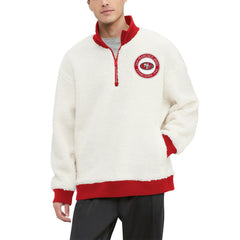 San Francisco 49ers Tommy Hilfiger Jordan Sherpa Quarter-Zip Sweatshirt - Cream discount