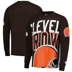Cleveland Browns Starter Clutch Hit Long Sleeve T-Shirt - Brown discount